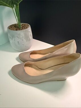 Nine West Neutral Taupe Wedge Pumps